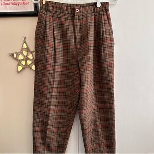 Vintage Plaid Wool Petite Trousers - Fundamental Things